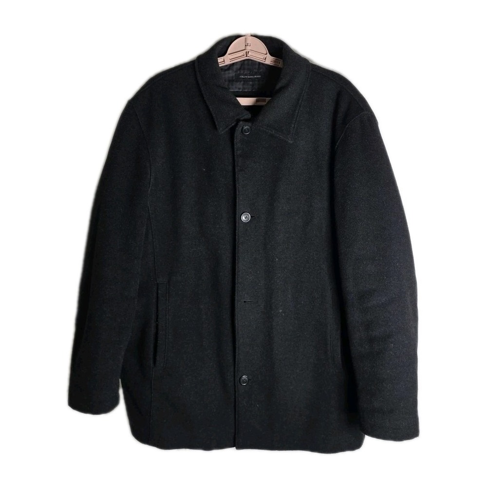 VTG. Claiborne Outerwear Black ITALIAN Wool BLEND MEN'Jacket CHORE Coat Size L